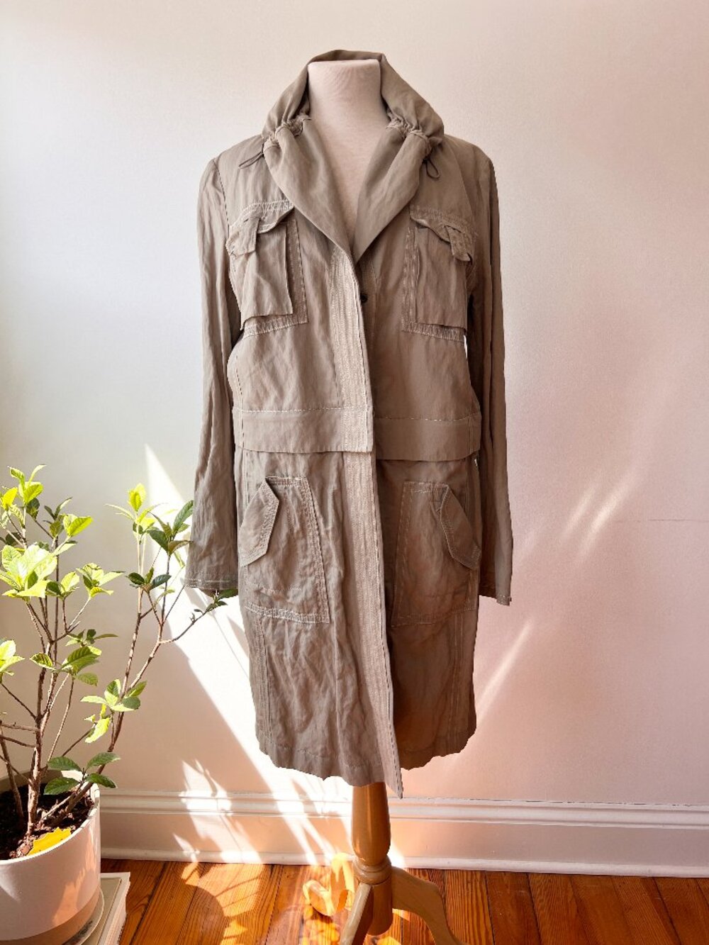 y2k Elie Tahari convertible trench Coat Sz M